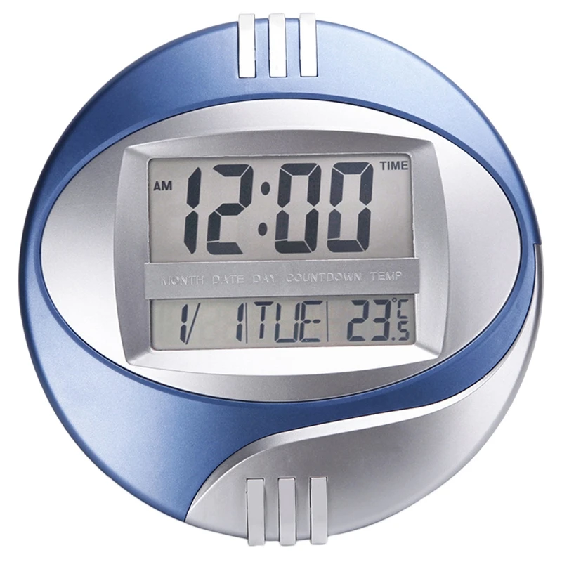 

Practical Temperature Display Digital Wall Electronic Clock LCD Moderne Calendar LED Bracket Watch Mute of Home Office Decoratio