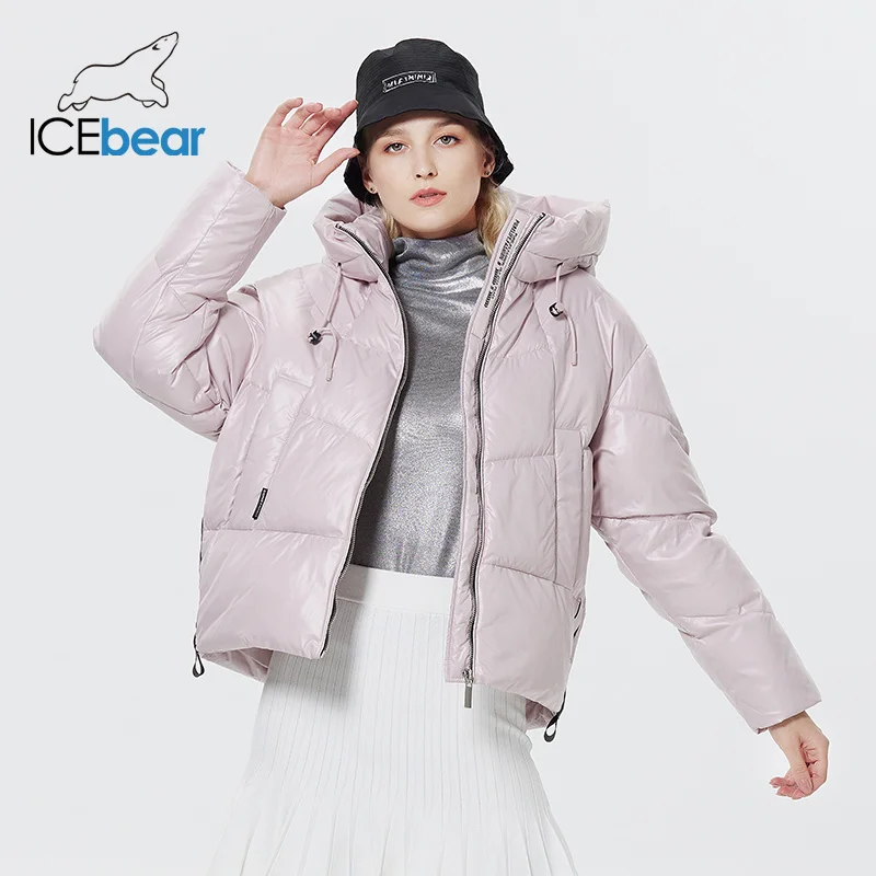 

ICEbear 2022 New Winter Women's Short Quilted Jacket Women Thick Female Warm Cotton Coat Outdoor Hooded Sports parka GWD22592I