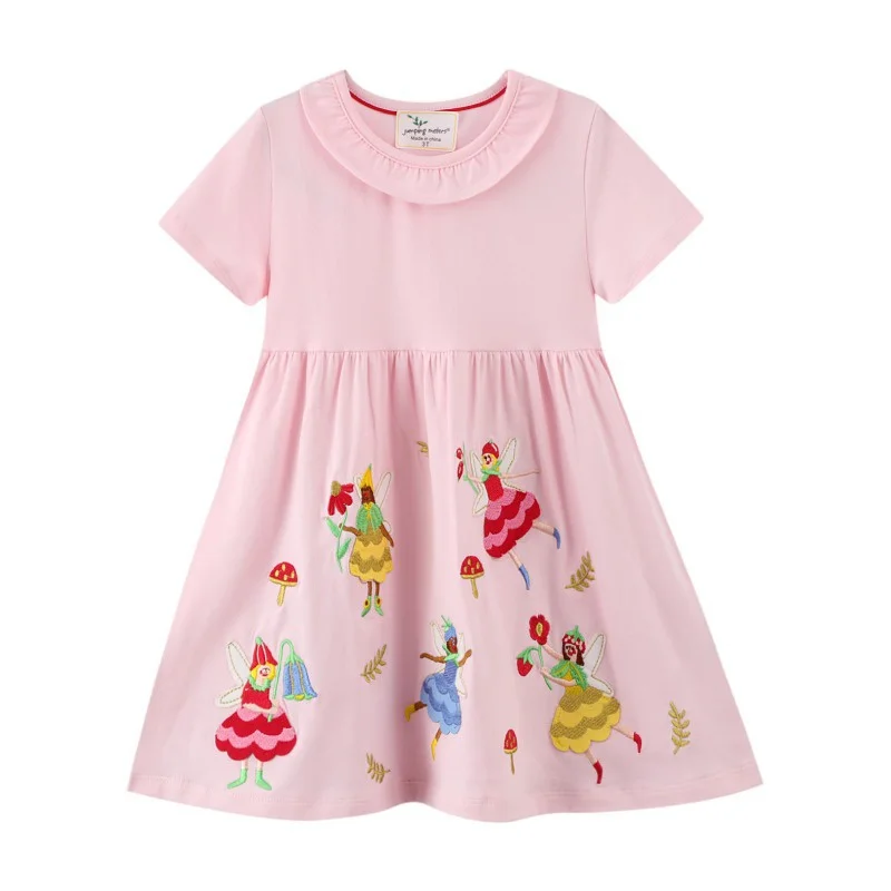 2022 Hot Selling Baby Girls Princess Dress Soft Breathable Children Toddler Short Sleeve Sweet Party Mesh Yarn Cartoon Printed