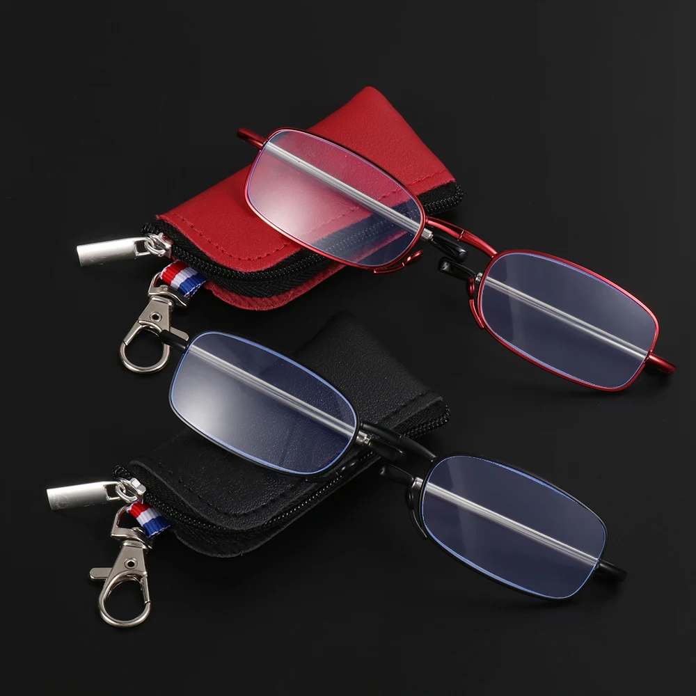 

Модные очки для чтения с защитой от синего света и футляром для очков для женщин и мужчин, портативные складные мини-очки для дальнозоркости...