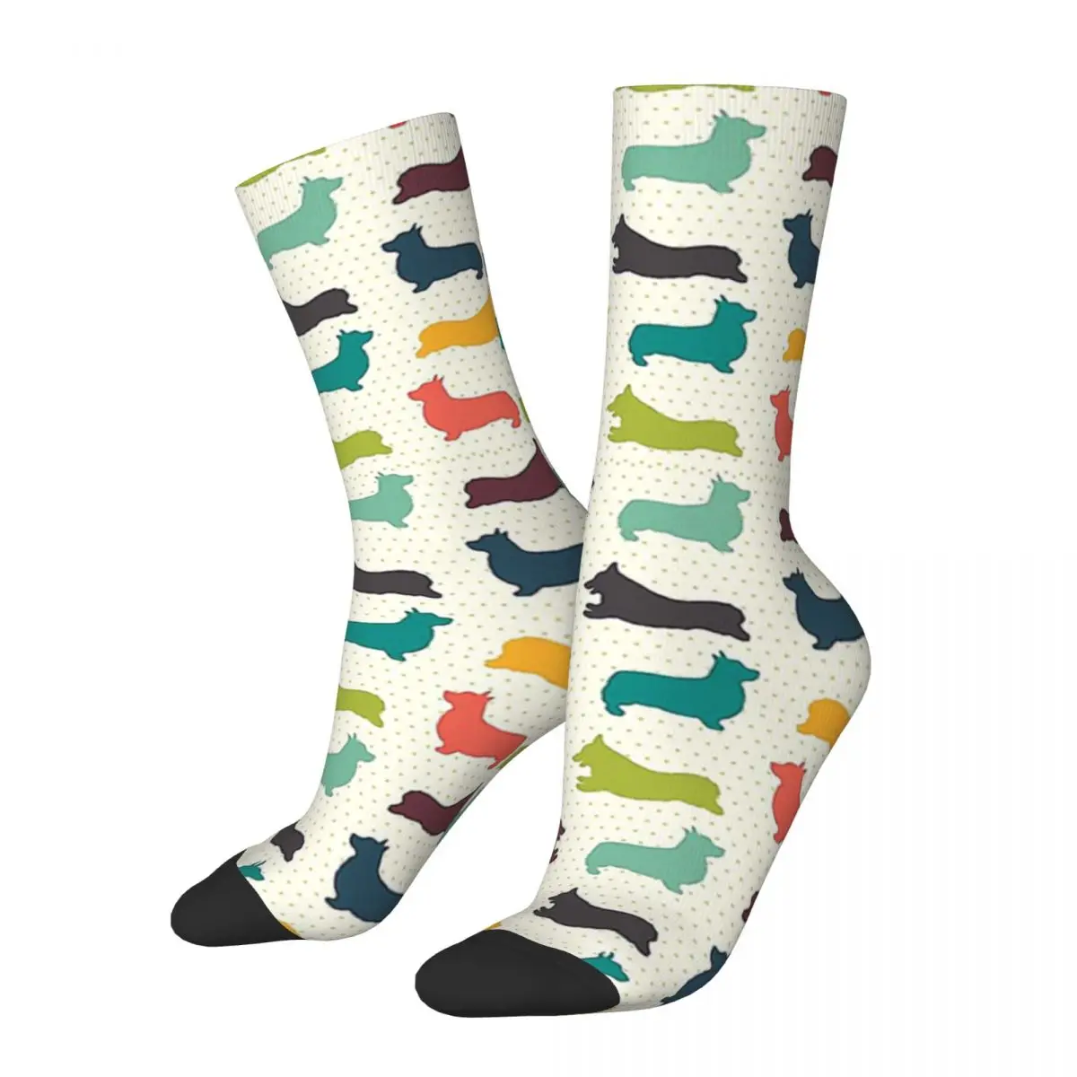 

Happy Funny Men's compression Socks Dog Vintage Harajuku Corgi Hip Hop Novelty Seamless Crew Crazy Sock Gift Printed