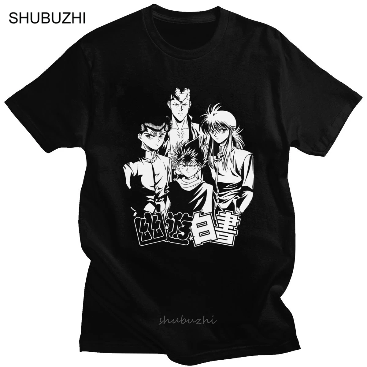 

Мужская футболка с коротким рукавом и принтом манга Yu Hakusho, хлопковая Футболка Yusuke Urameshi, аниме футболка Kazuma Kuwabara, топы Kurama Hiei