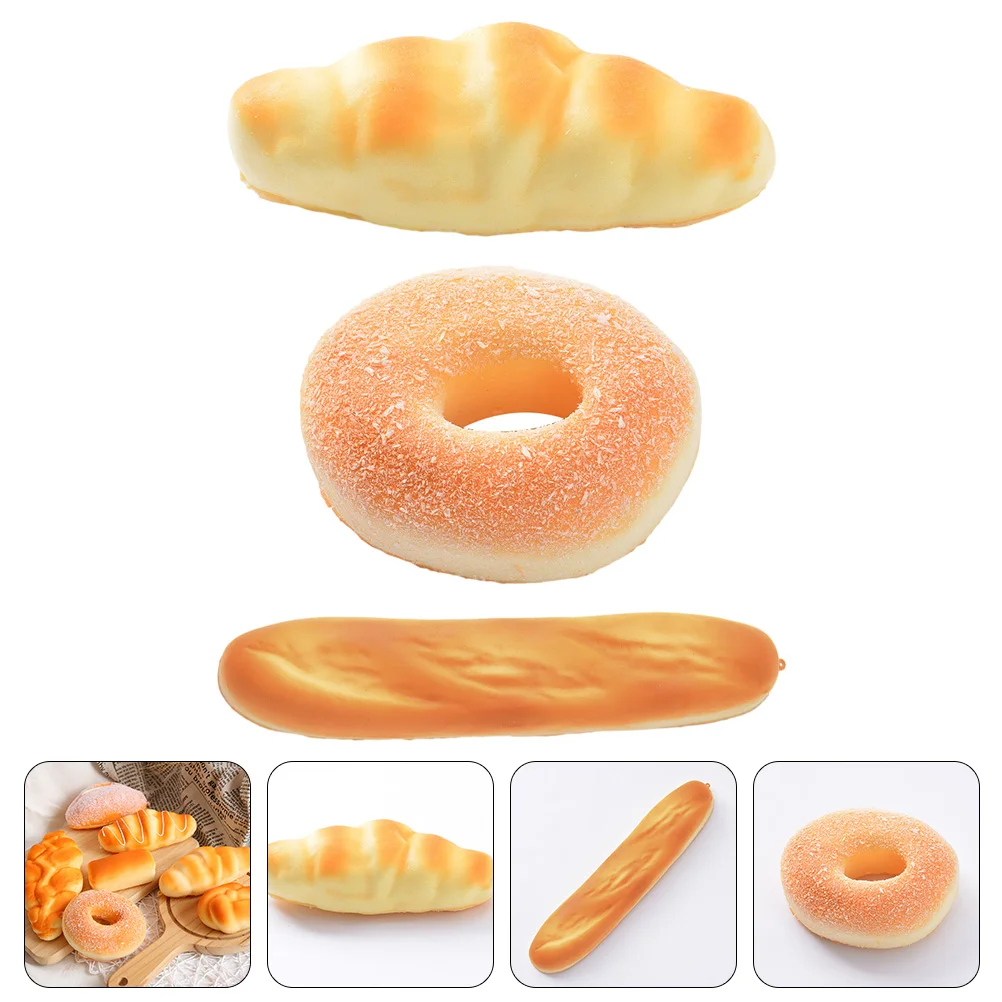 

3Pcs Bread Pretend Bread Bread Model Simulated Bread Cake Shop Bread Prop for Home Decor