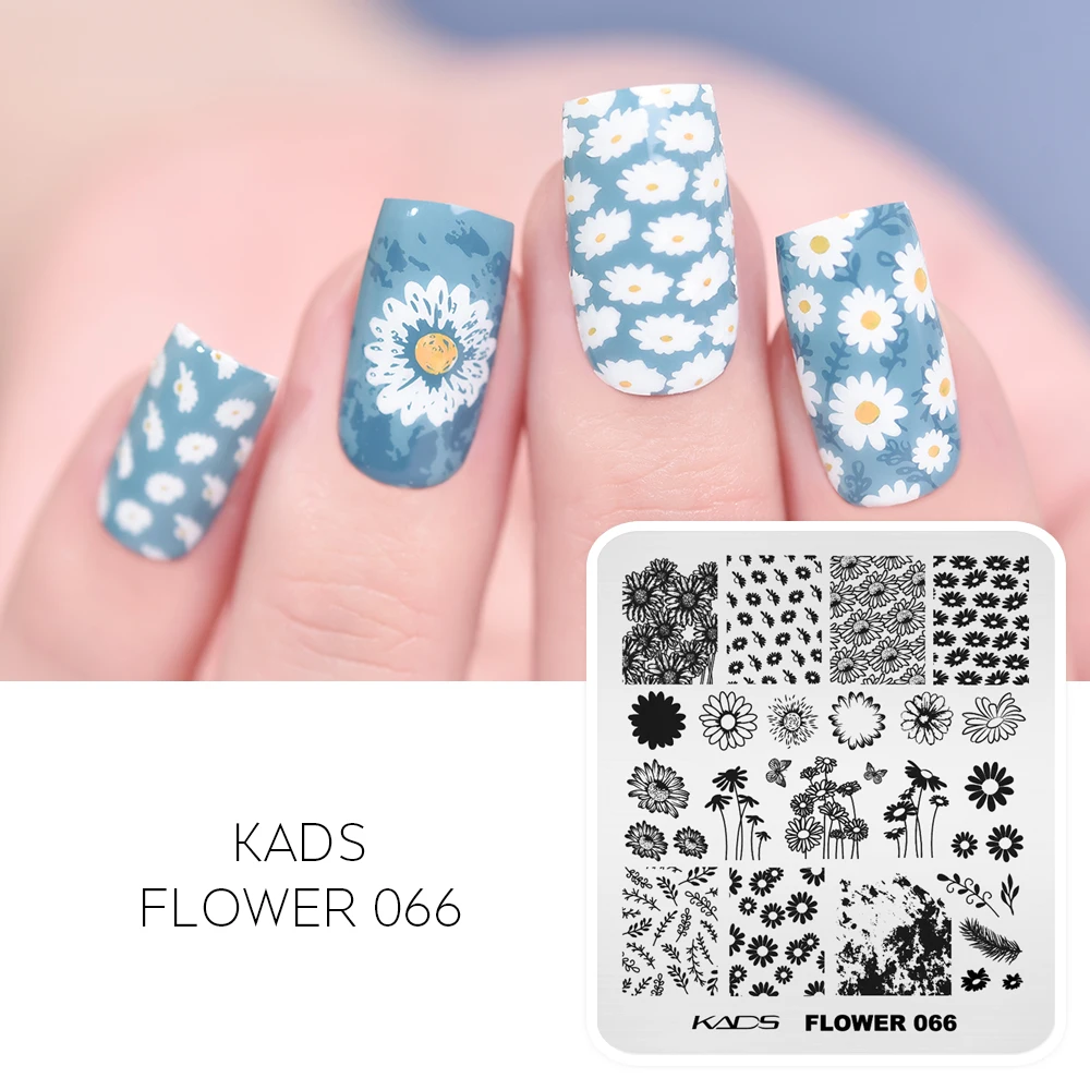 

KADS Stamping Templates For Nails Flower 066 Daisy Sunflower Nail Art Stamping Plate for Nails Polish Printing Stencil Mold Tool