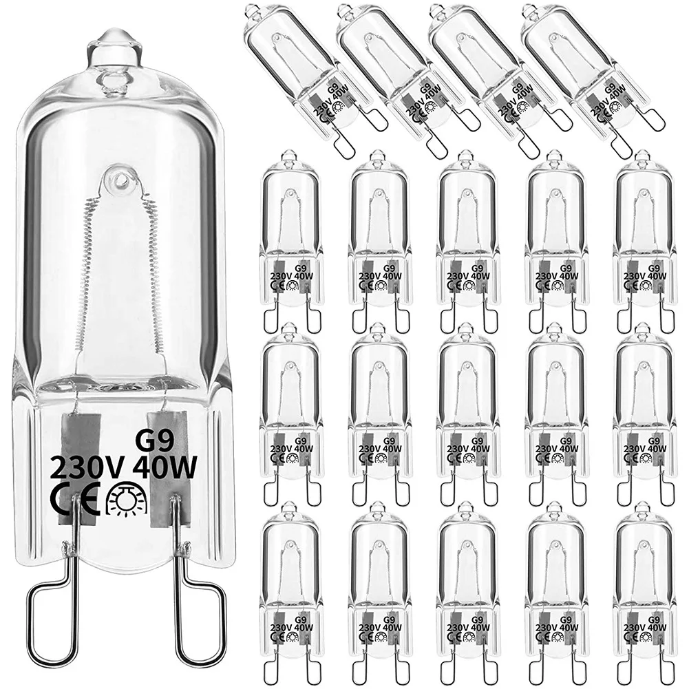 

20Pcs G9 Halogen Light Bulbs,40W Clear Halogen Lamps Dimmable,Warm White 2800K for Chandeliers,Pendants,Landscape Lights