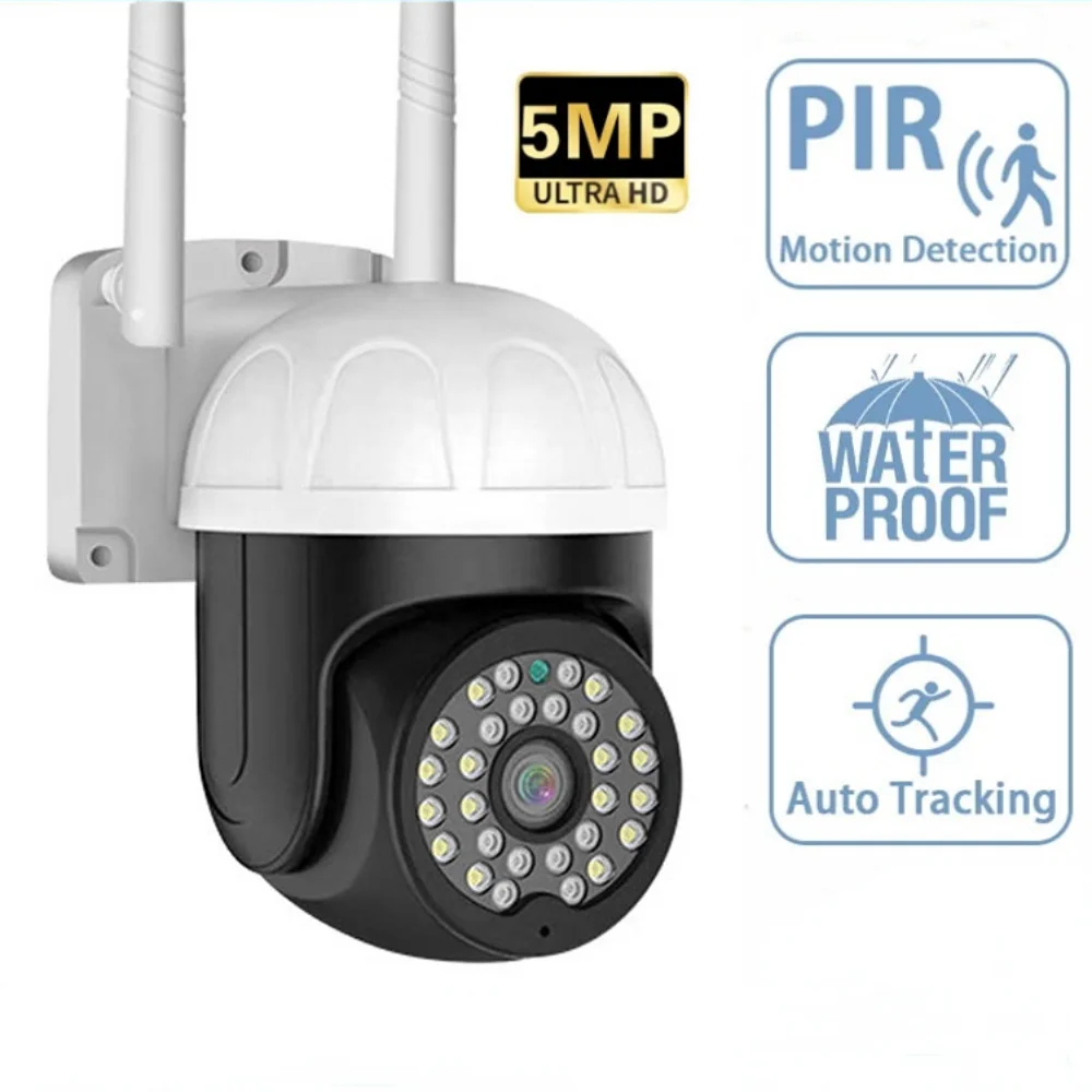 

5MP HD IP Camera 2.4G WiFi Wireless Outdoor PTZ Camera 1080P Mini Speed Dome CCTV Surveillance Camera Auto Tracking V380