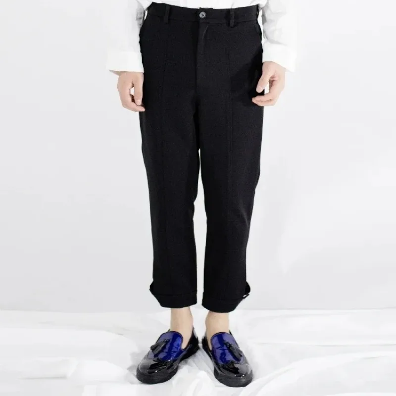 Брюки мужские повседневные приталенные с 4 пуговицами модные городские тренды