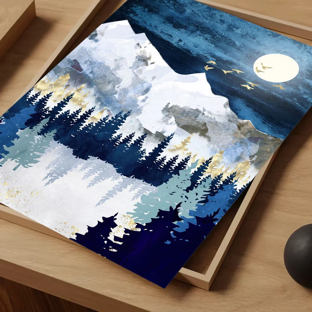 Moonlit Snow классический аниме постер водостойкая бумажная наклейка кофейня бар