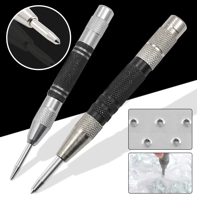 

Automatic Center Punch Spring Loaded Locator Woodworking Metal Drill Adjustable Kerner Center Pin Press Dent Marker Hand Tools