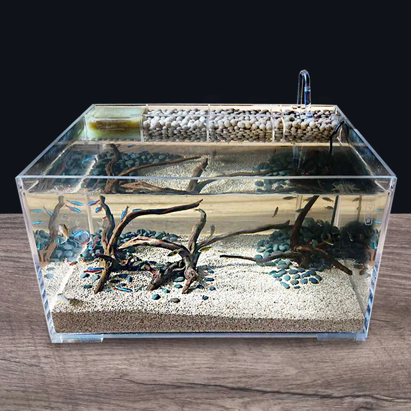 

Office Desks Betta Fish Box Waterproof Turtle Acrylic Plants Small Fish House Miniature Guppy Tanque De Peces Aquarium Tools