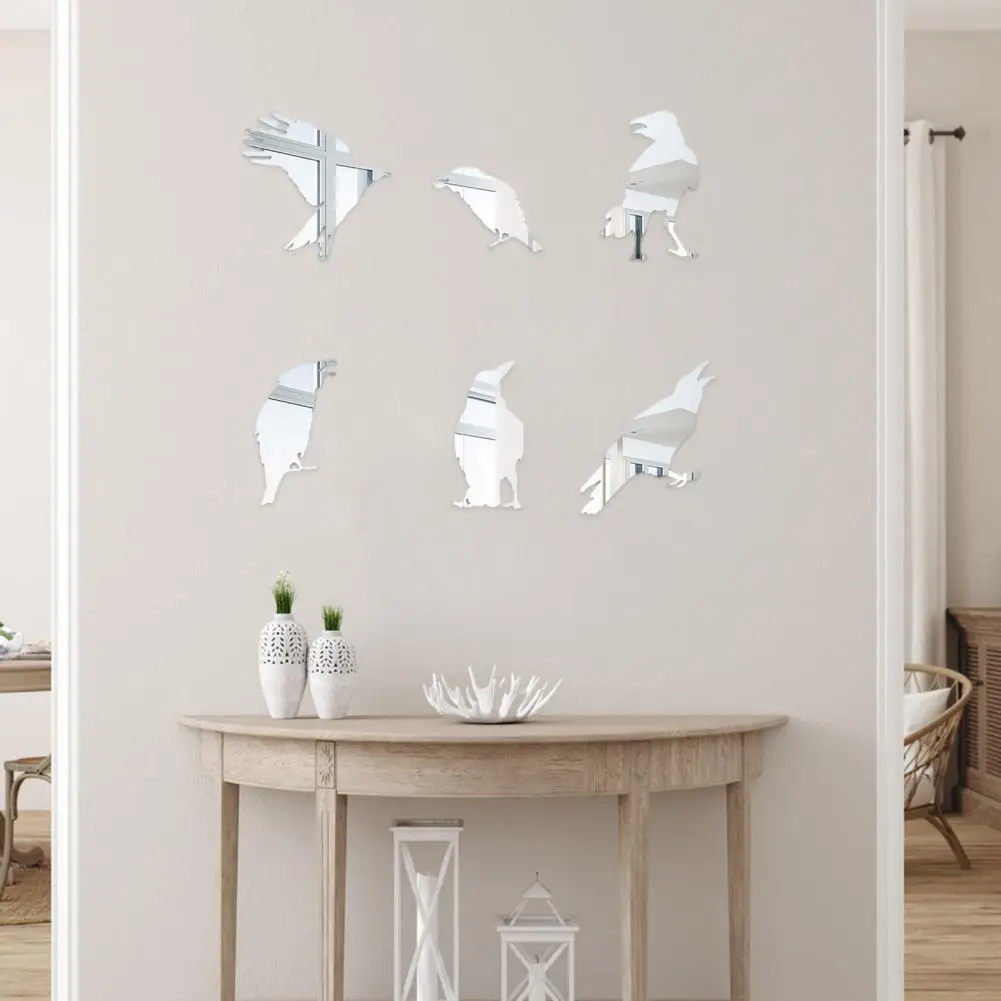 

Wall Mural 6Pcs Durable Anti-fade Bright Color Kids Room Cartoon Crow Shape Wall Sticker Home Decor