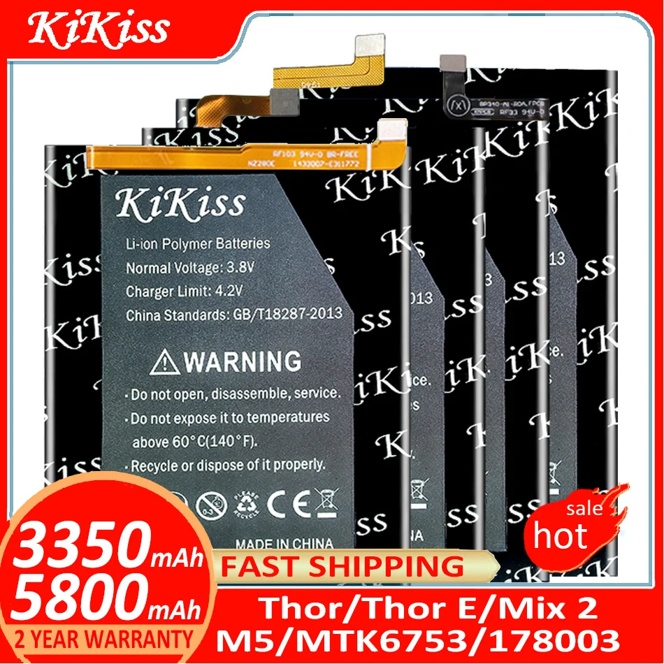 

KiKiss Battery for Vernee Thor/Thor E/ThorE/M5/Mix 2/Mix2 MTK6753 178003 Smartphone Batteries + free tloos