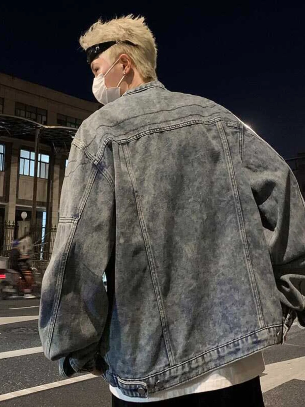 Весенне-осеннее джинсовое пальто на молнии с воротником-стойкой мужское