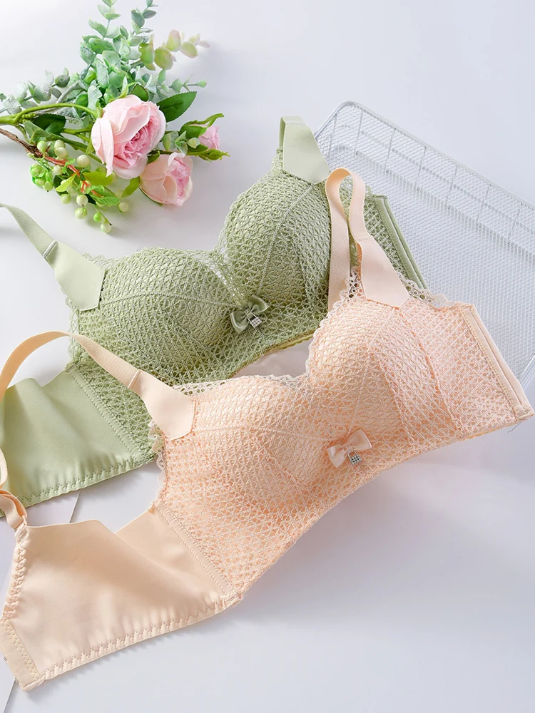 Year of Fate Red Underwear Set Women No Steel Ring Bra Thin Seamless Small Bust Gathered Girl Anti-sagging