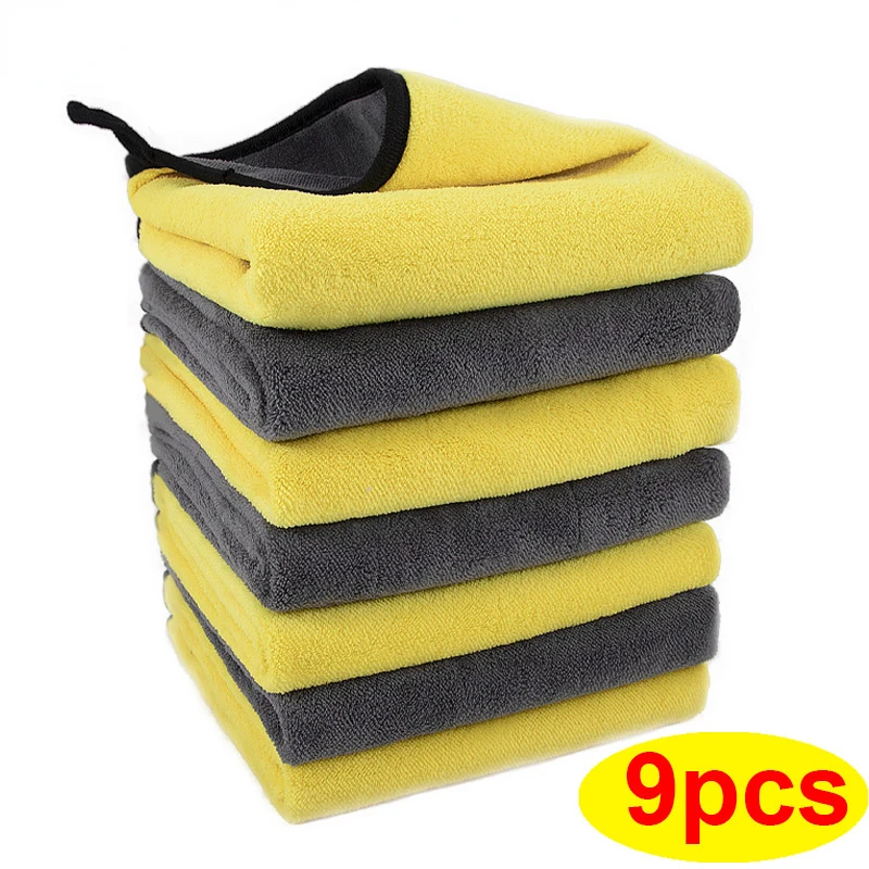 

Cleaning Towel 3/6/9pcs Micro Fiber Wash Towels for Car Double Layer Extra Soft Cleaning Drying Cloth Car Wash Rags
