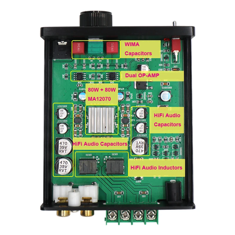 Цифровой усилитель мощности 2*80 Вт Infineon MA12070 динамики 20 ~ 200 Hi-Fi стерео класс D