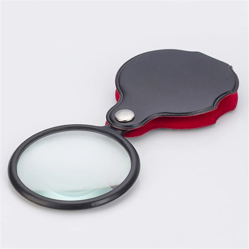 

50mm Mini Portable Magnifier 8x Foldable Pocket Magnifier Portable 50mm Jewelry Reading Magnifying Glass Loupe