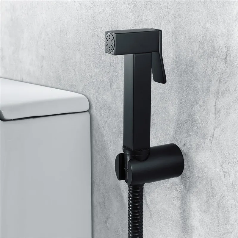 

Латунный матовый черный квадратный набор для биде, ручной распылитель для туалета, кран для биде, латунный клапан, ручной держатель для душа и шланг