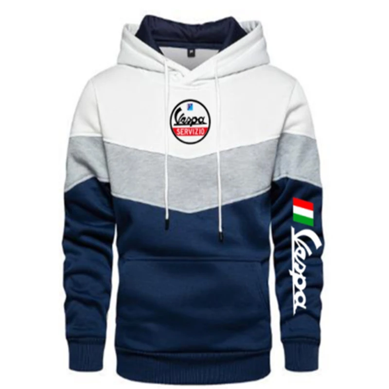 

NEW Men's Autumn Spring Hooded VESPA Color Fashion Sweatshirt Long Sleeve Ccasual Hoodies Sports Patchwork Sweatshirts