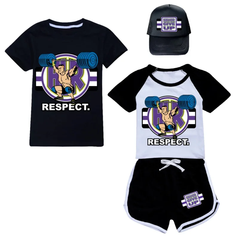 Детская черная футболка John Cena 20-летняя Never Give Up летняя пижама с короткими рукавами