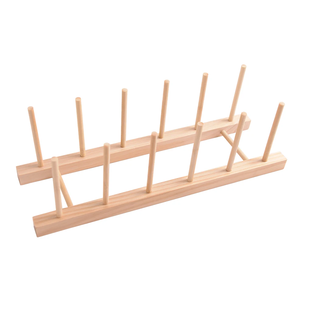 

Plate Drainer Wooden Dish Rack Kitchen Plate Drying Holder Book Picture Display Stand, 4 Slots