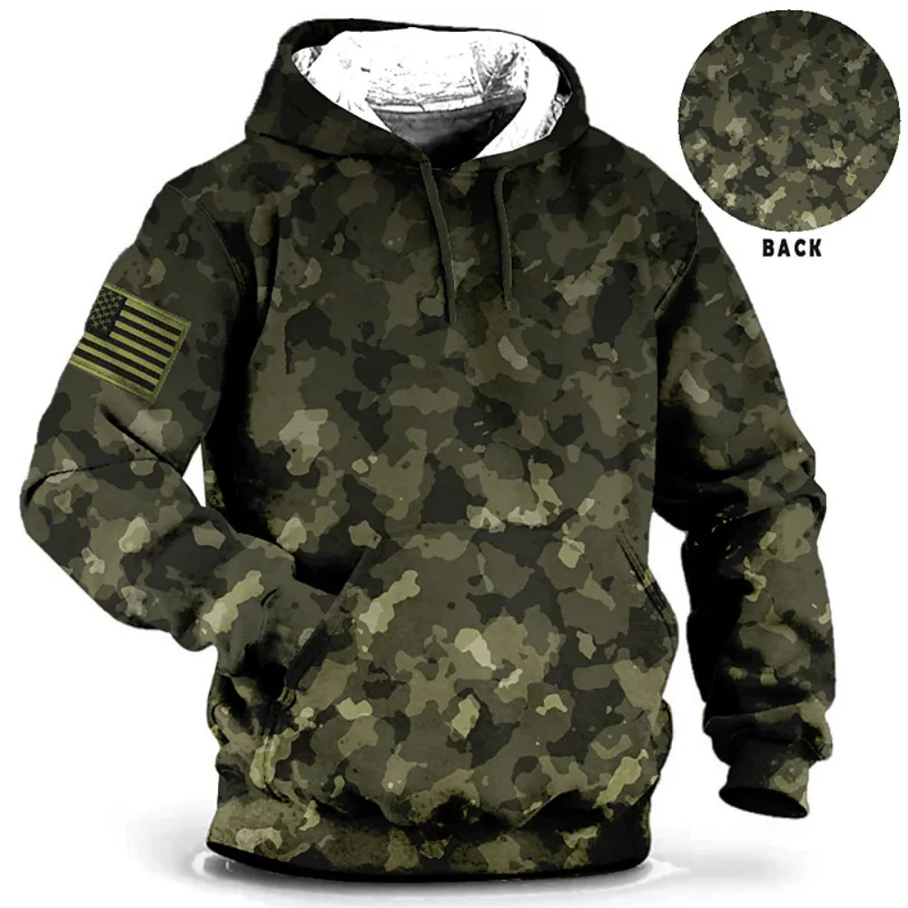 

2023 New Camouflae oodie Men's ooded Sweatsirt American Oversized Pullover Male Fasion Streetwear arajuku Casual Clotin