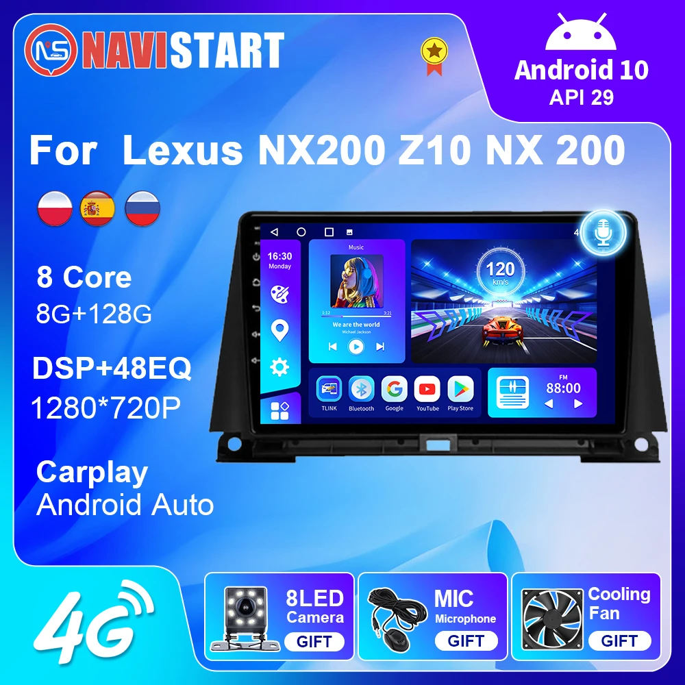 

Автомагнитола NAVISTART для Lexus NX200, Z10, NX 200, 2014-2020, Android, GPS-навигация, мультимедиа, 4G, Wi-Fi, Carplay, без DVD-плеера, 2 Din