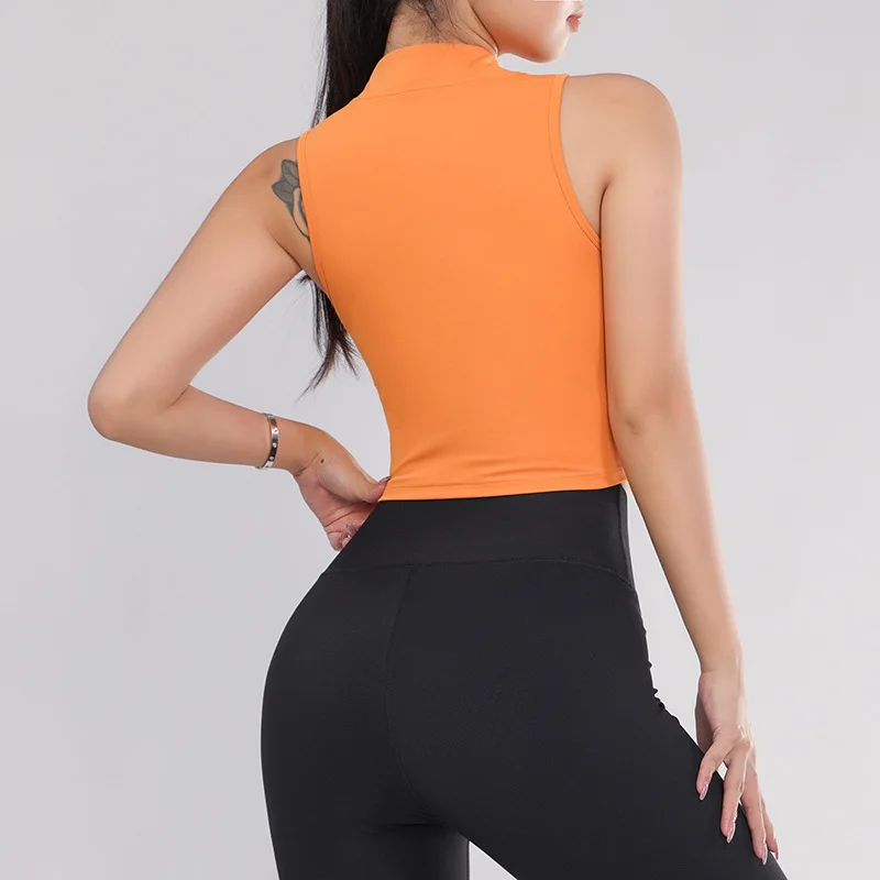 Hot Women Zipper Push Up Vest Underwear Shockproof Breathable Gym Fitness Athletic Running Yoga Sport Tops