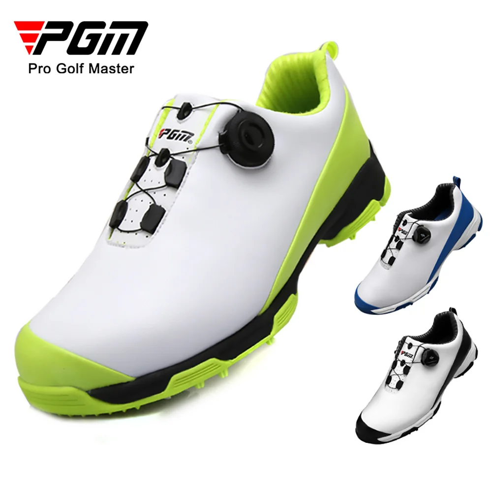 PGM Double Patent Golf Sneakers Men's Microfibre Auto-Lacing Waterproof Breathable Anti-Sideslip Men Golf Shoes 39-45