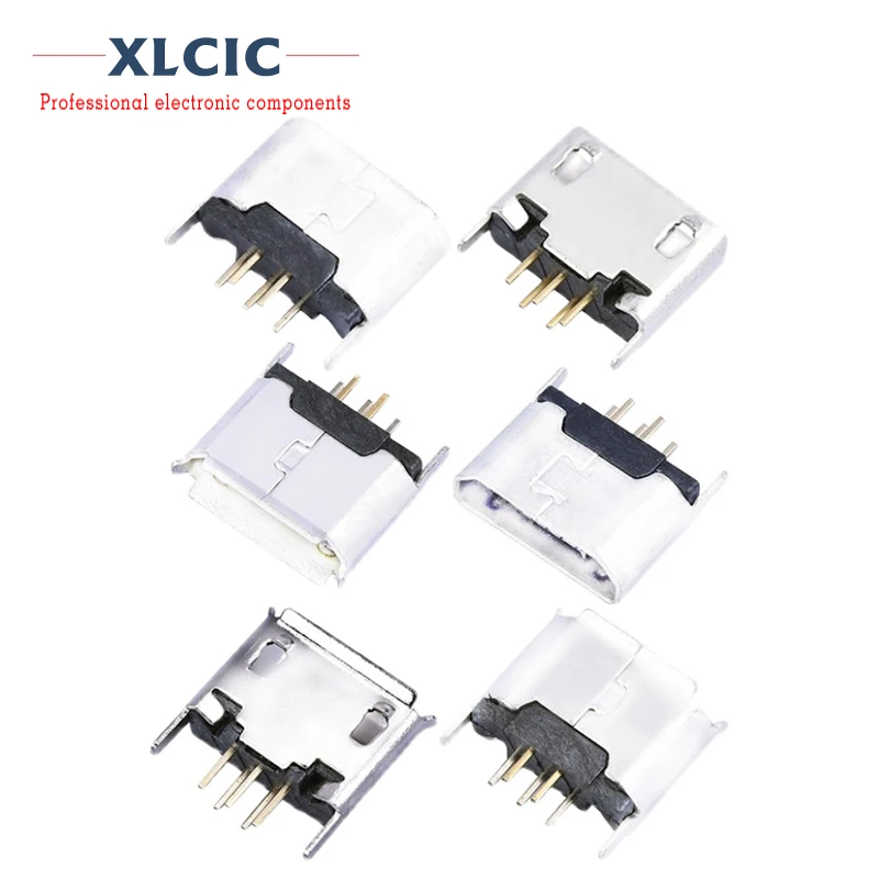 

10PCS MICRO 5P female socket 180 degree Mike 5pin USB socket Interface Connector Vertical DIP with curling Rimless