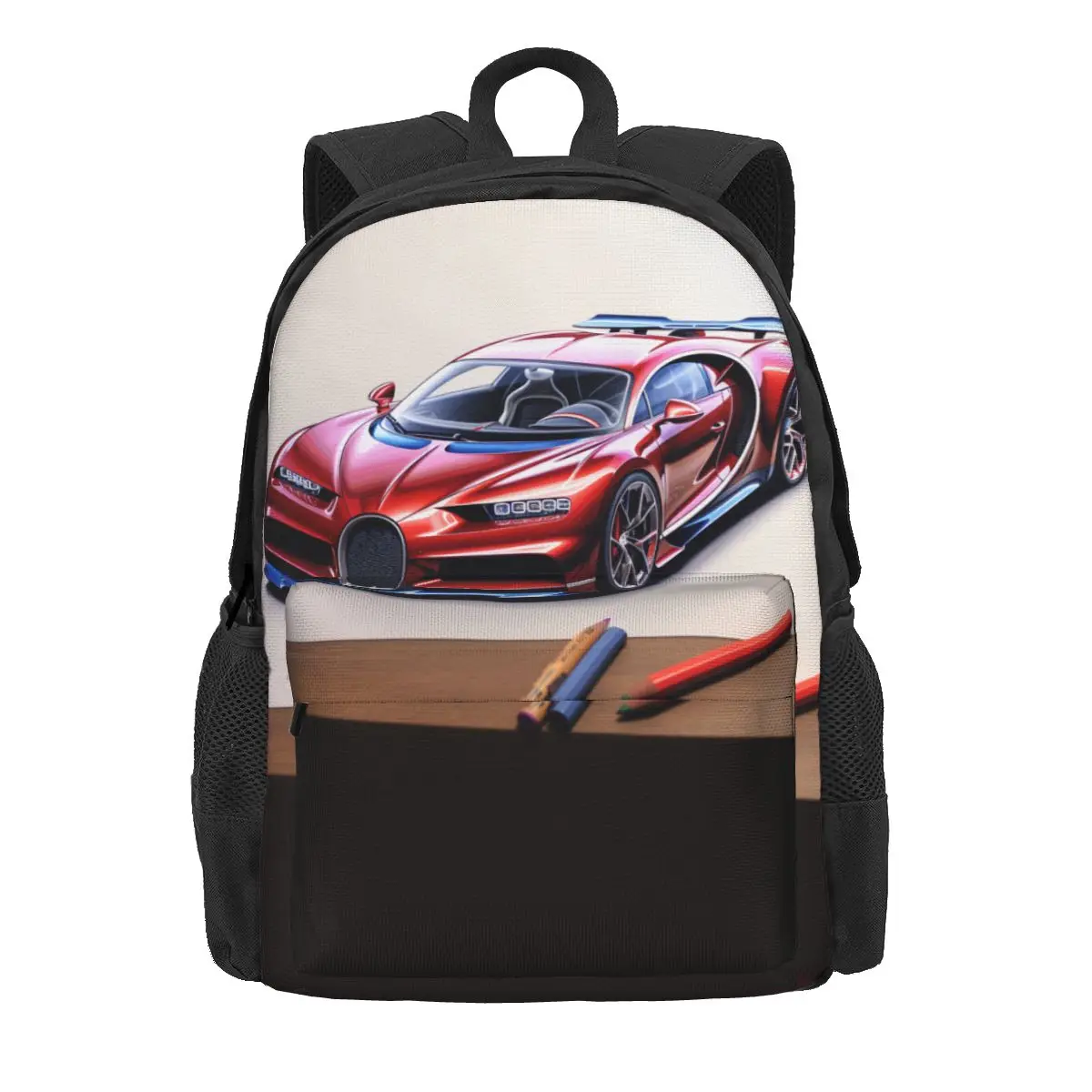 

Спортивный рюкзак с машинкой, цветной мультяшный карандаш, художественный женский рюкзак из полиэстера для кемпинга, большие забавные школьные сумки, рюкзак