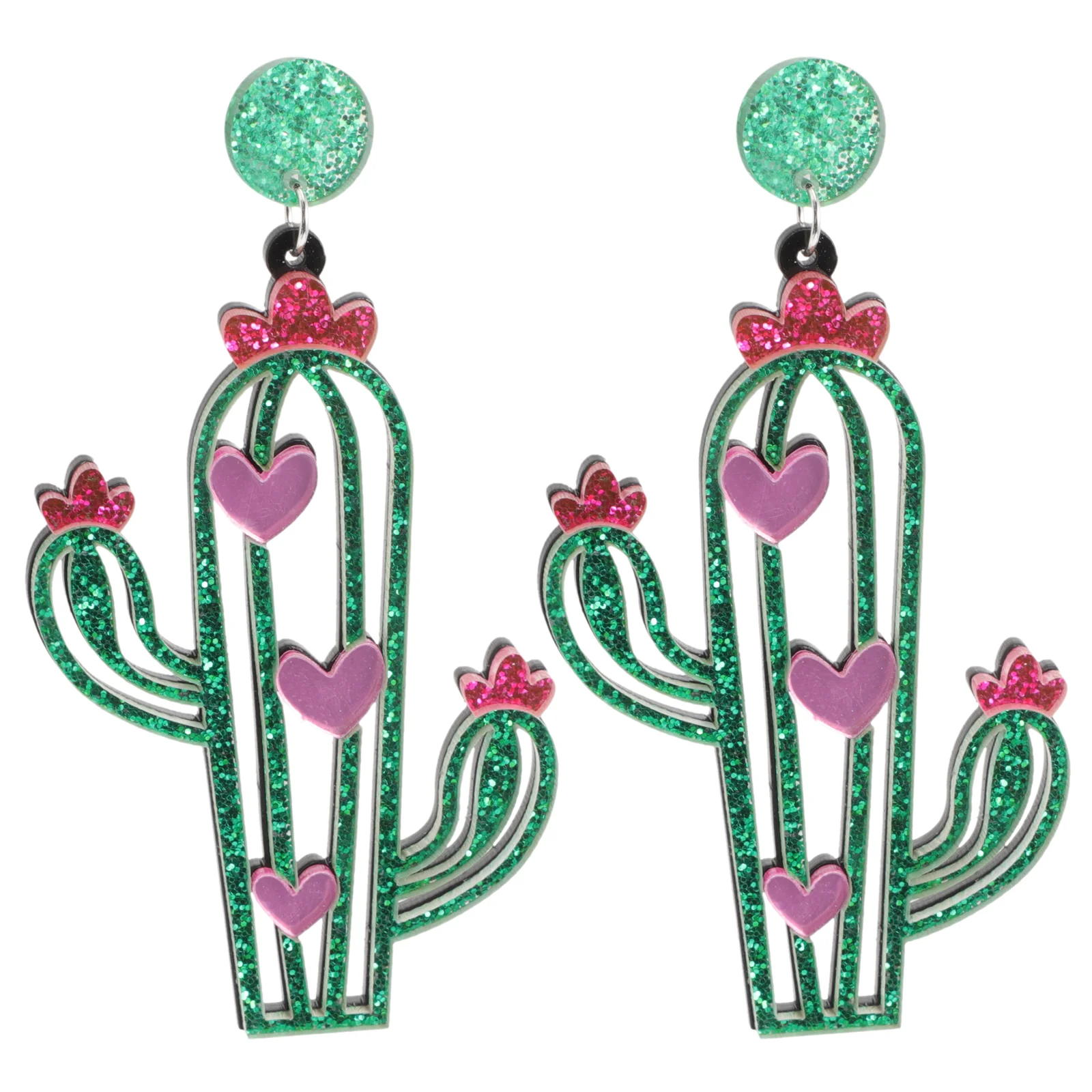 

Earrings Cactus Dangle Plant Drop Jewelryearring Green Tropical Fashion Wedding Statement Desert Girl Gift Retro Style