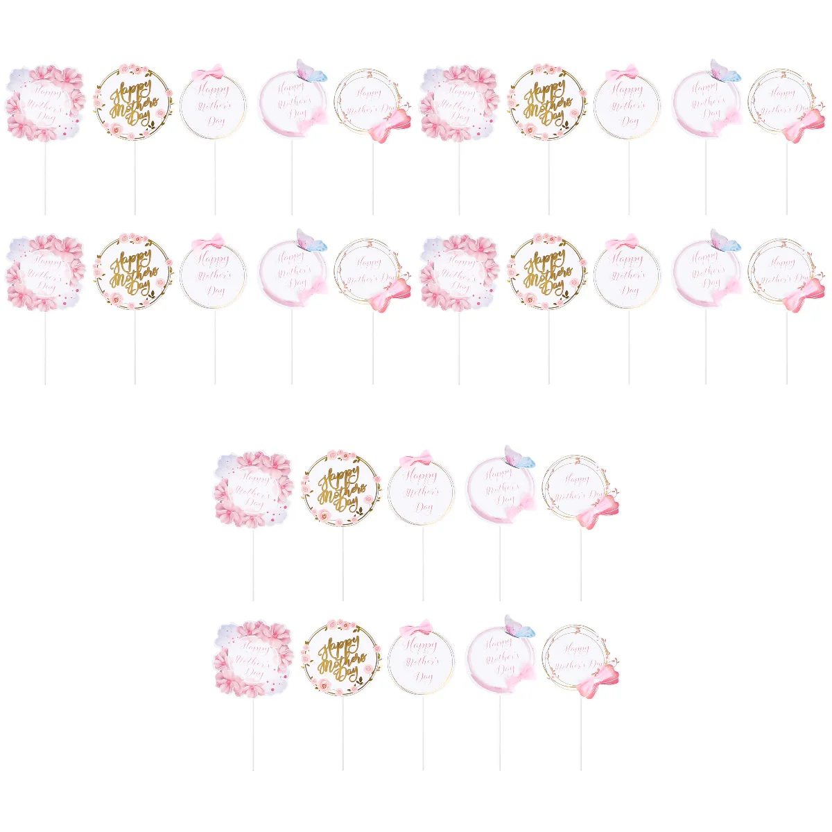 

30 Pcs Mother's Day Themed Topper Decors Cake Inserting Ornaments