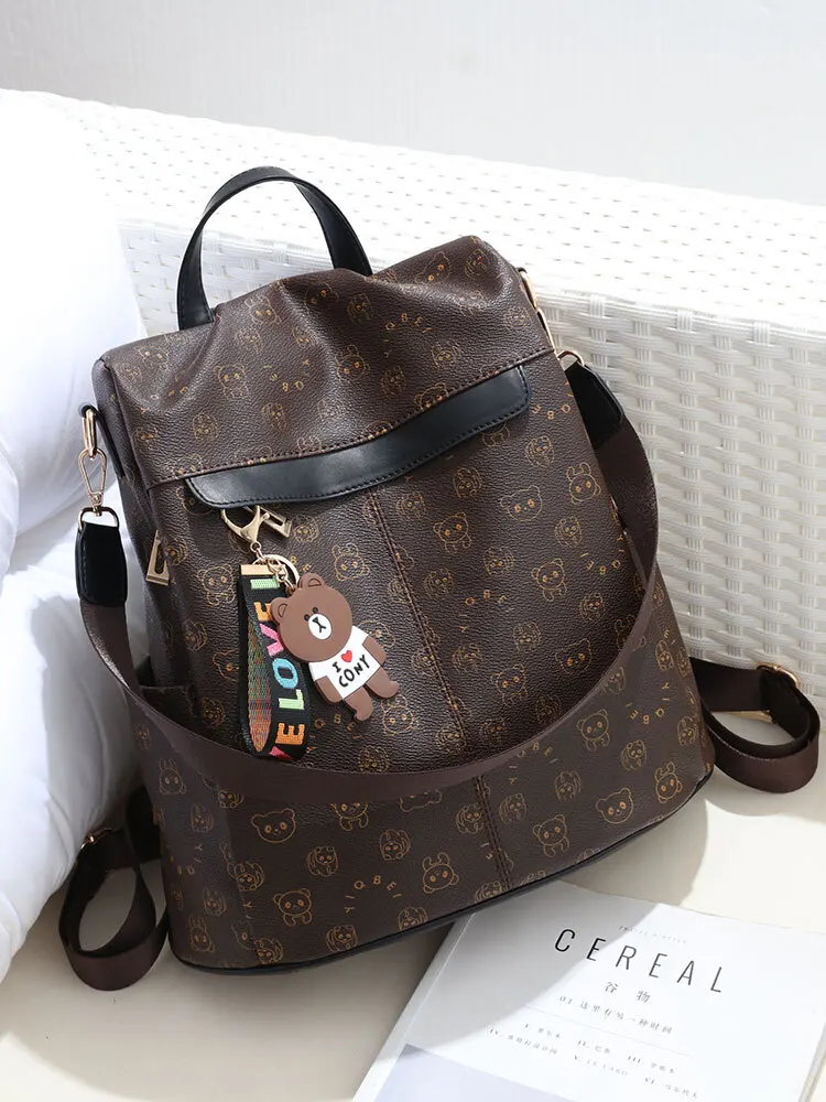 Кожаный рюкзак 2024 новая модная тенденция универсальная женская противоугонная