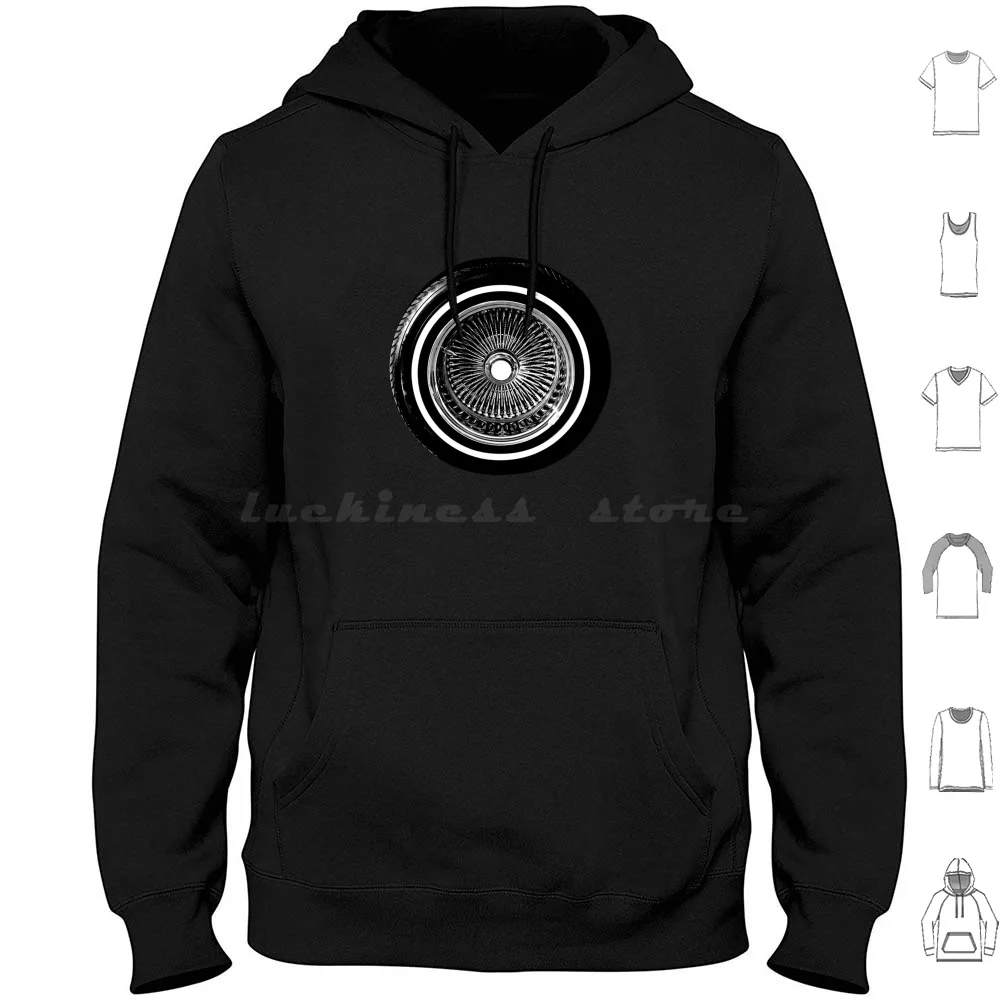 Lowrider Chrome Rims Wire Wheel Hoodie cotton Long Sleeve Impala Lowriderlifestyle Chevy Chicano Tattoo Hip Hop Southern