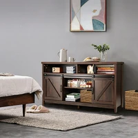 59 Inch TV Stand with Sliding Double Barn Door for TVs Up To 65 Inch Living Room Storge Cabinet Home Furniture
