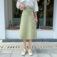 spring summer women fashion casual sexy elegant solid skirts college girls fresh sweet single breasted a line harajuku skirt ins