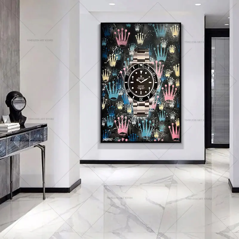 Мотивационный уличный граффити художественный постер роскошные часы поп-арт