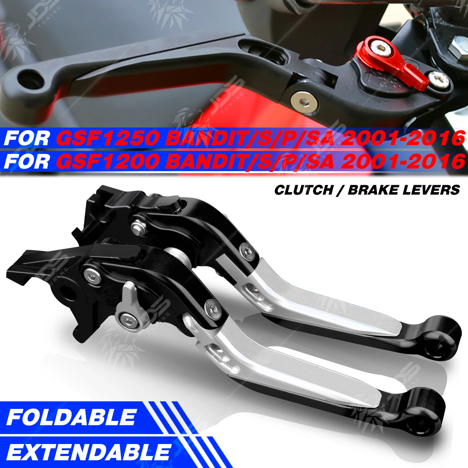 Фото JDSTUNING Для Suzuki GSF1250/GSF1200/BANDIT/S/P/SA 2001-2016: Комплект складных регулируемых рычагов сцепления и тормоза, запчасти №1