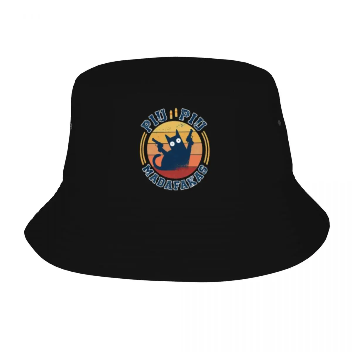 

Piu Piu Madafakas Crazy Cat With Gun Vintage Bucket Hat Unisex Summer Sun Hat Hip Hop Foldable Hiking Fisherman Hat Boonie Hat