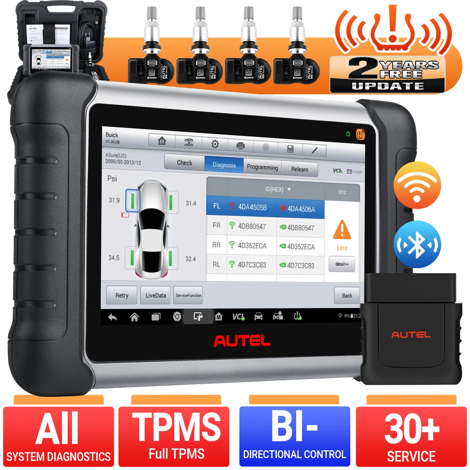 

Autel MaxiPRO MP808TS Pro автоматический диагностический сканер, профессиональный сканер OBD2, комбинированный MP808 и TPMS полный диагностический сканер с...