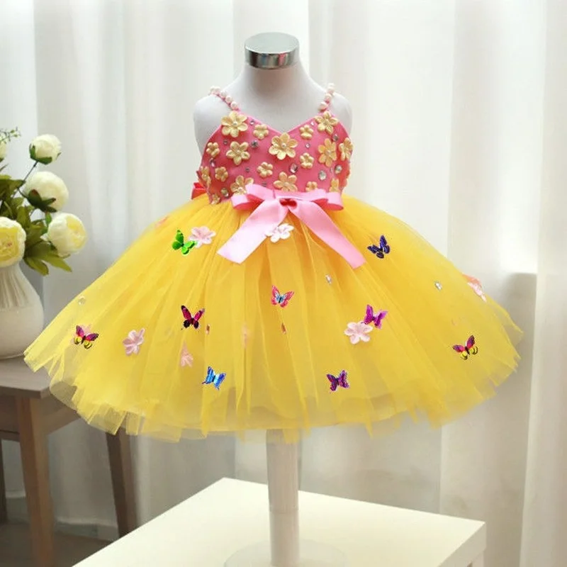 

Kids Dress for Girls Butterfly Costume Summer New Flower Bow Tutu Dress Party and Birthday Dance Perform Clothing Prom Vestidos