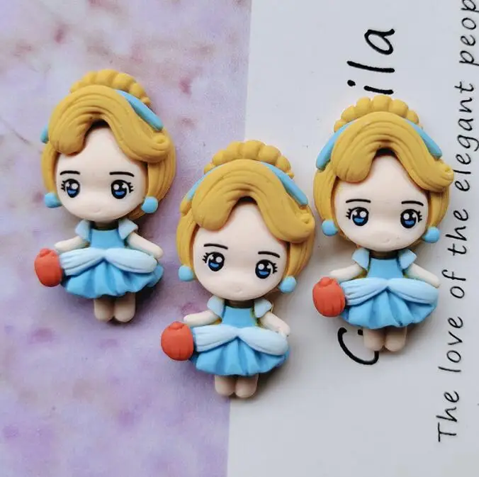 Резиновая мультяшная принцесса плоская спина Кабошон Скрапбукинг Kawaii DIY