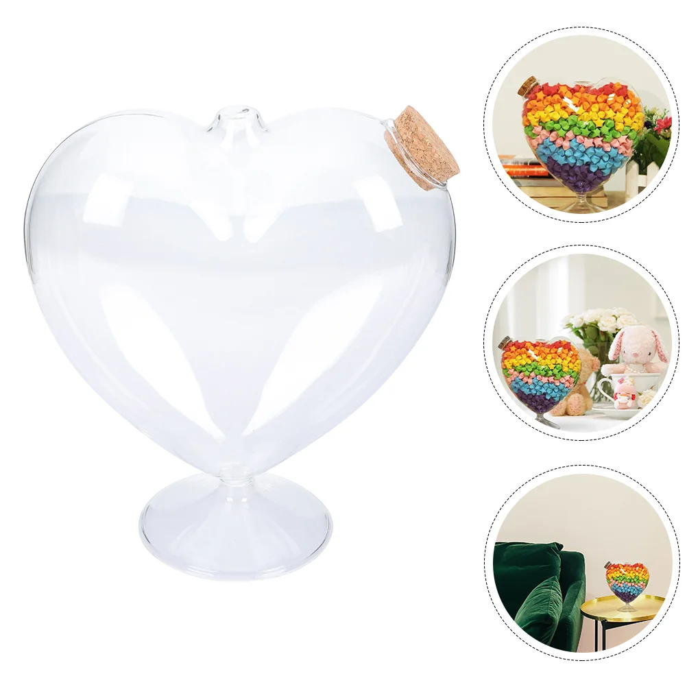 

Heart Glass Candy Jar Transparent Snack Jar Dried Fruit Canister Household Jewelry Storage Box