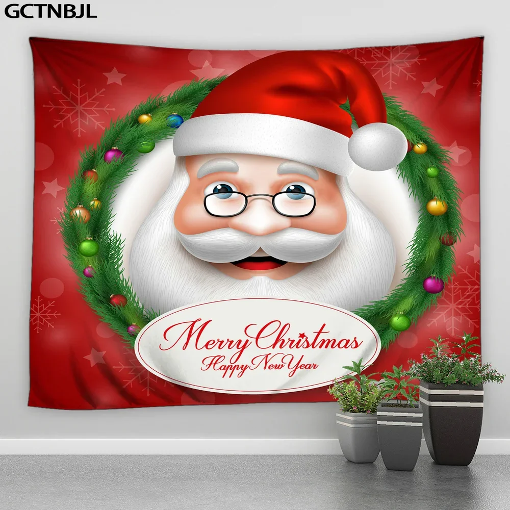 Рождественский гобелен большая настенная подвеска Санта-Клаус олень снеговик