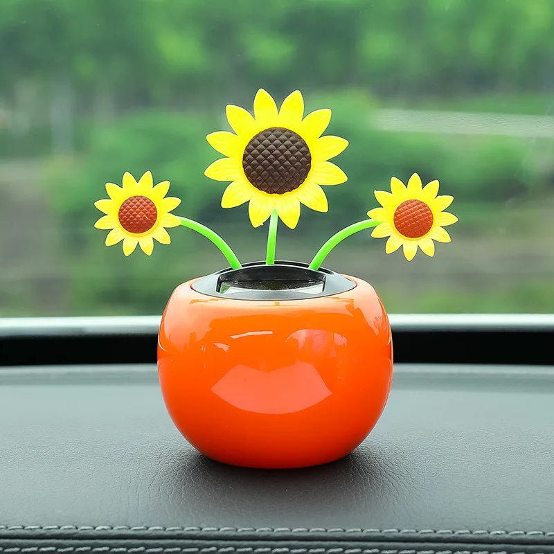 

Solar car ornaments creative car solar sun flower swing car accessories creative