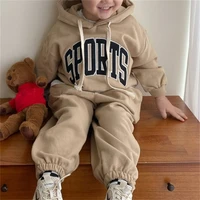 autumn new children clothing set fashion boys two piece clothes letters hooded sweater pant girl leisure suits