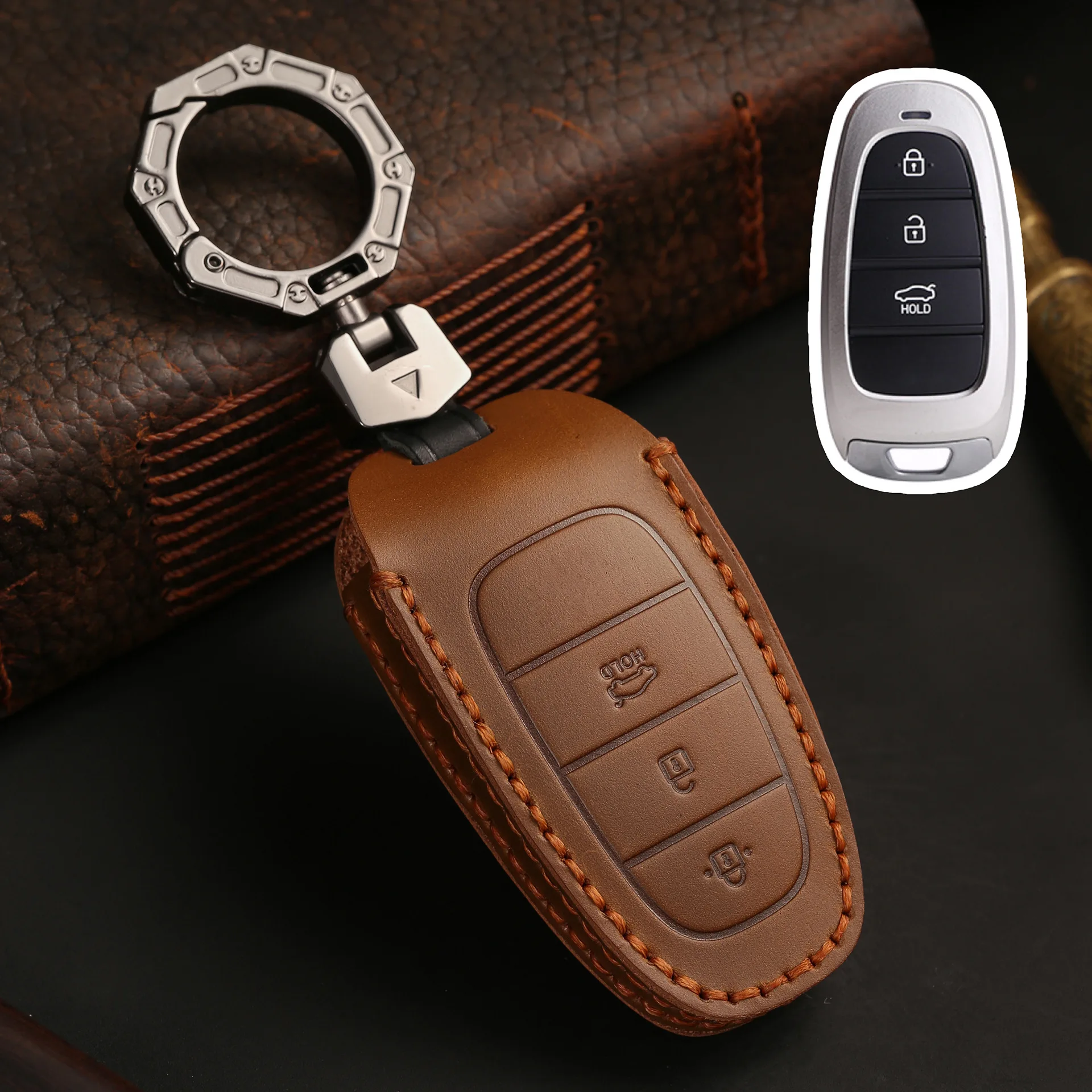 

Чехол для автомобильного ключа с 3/4/5/7 кнопками для Hyundai Santa Fe Tucson 2022 NEXO NX4 Atos Solaris Prime 2021, чехол для автомобиля, брелок для ключей