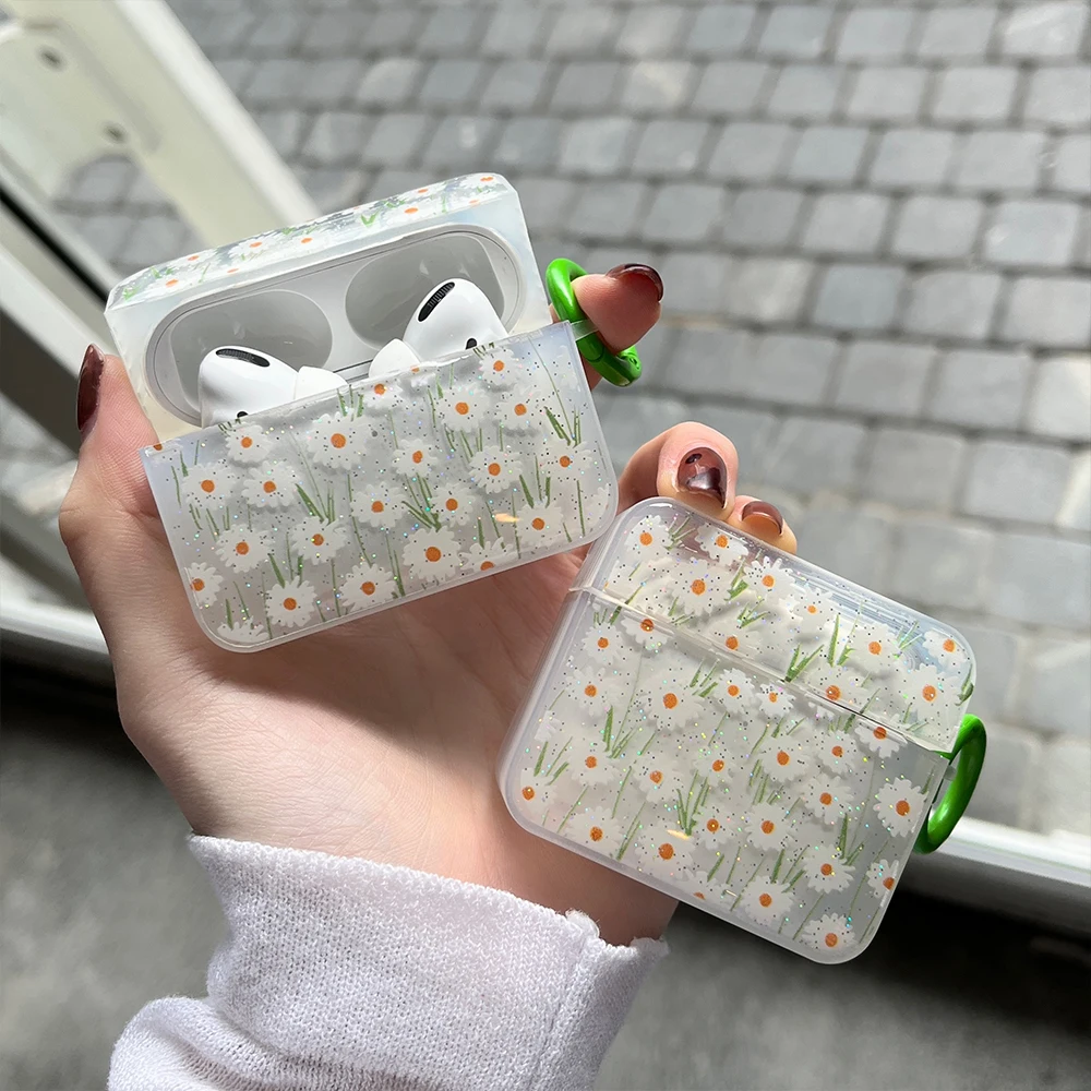 

For AirPods Pro Case for AirPods 3 2 1 3rd Generation Case Daisy Flower Square Cover for Airpod pro Funda Air Pods 3 Pro Coque