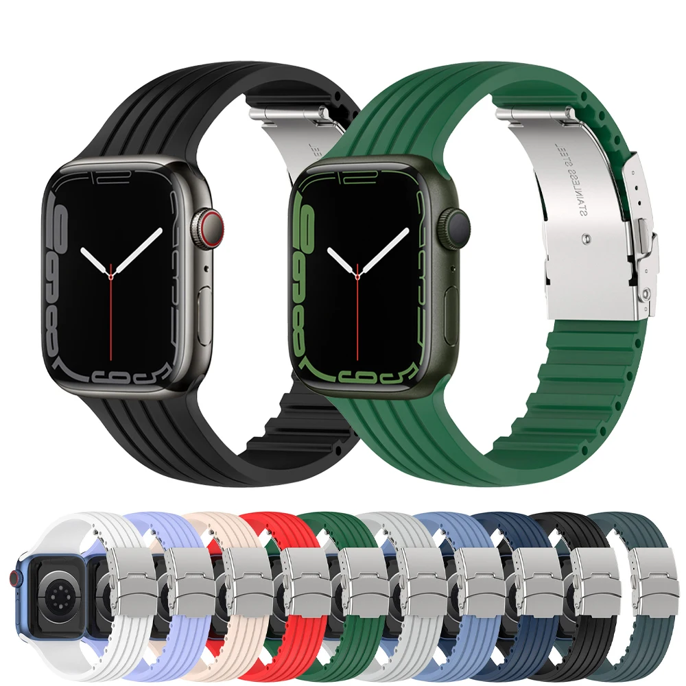 

Силиконовый ремешок для Apple Watch Band 49 мм 44 мм 40 мм 45 мм 41 мм 42 мм 38 мм 44 45 мм, браслет для iwatch Ultra series 7 se 3 4 5 6 8 band